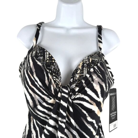 Miraclesuit Marina Tankini Swim Top Size 16 Zebra Animal Print NWT SW-2106 - Picture 3 of 9
